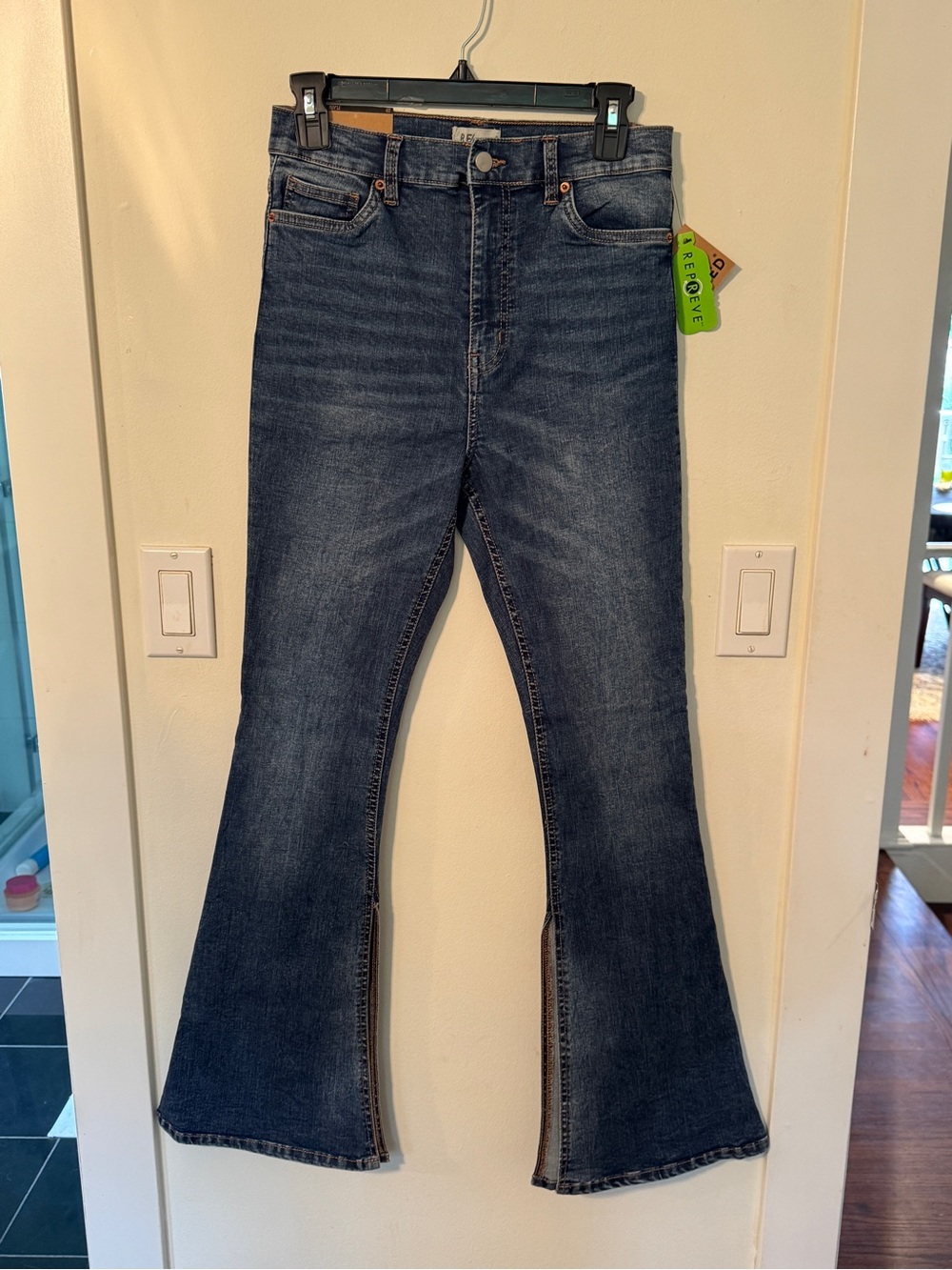 Dark Blue Women's Flare Jeans - Classic High-Rise